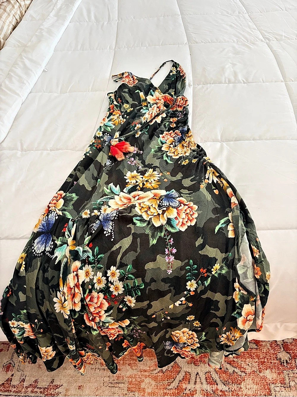 Farm Rio Floral Camo Maxi Dress in Green & Black Like New - Picture 3 of 6